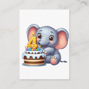 Cute Elephant 4th Birthday Enclosure Card