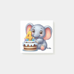Cute Elephant 4th Birthday Post-it Notes