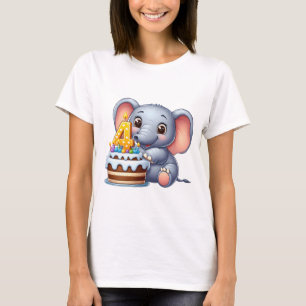 Cute Elephant 4th Birthday T-Shirt