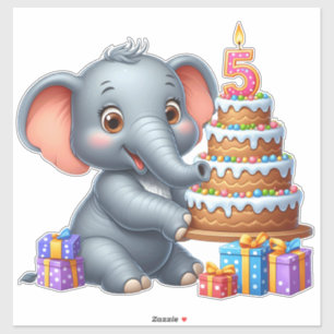 Cute Elephant 5th Birthday