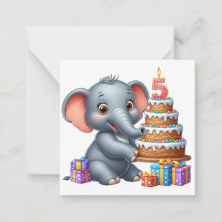 Cute Elephant 5th Birthday Card
