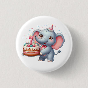Cute Elephant 7th Birthday 3 Cm Round Badge