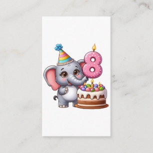 Cute Elephant 8th Birthday Enclosure Card