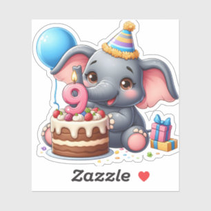 Cute Elephant 9th Birthday