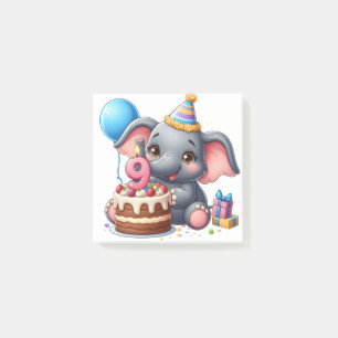 Cute Elephant 9th Birthday Post-it Notes
