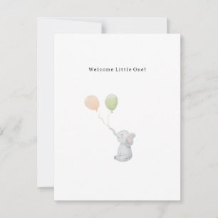 Cute Elephant And Balloons Welcome New Baby Card. Postcard