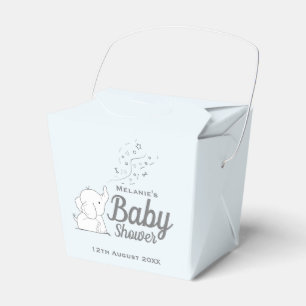 Cute Elephant and Confetti Blue Baby Shower Favour Box