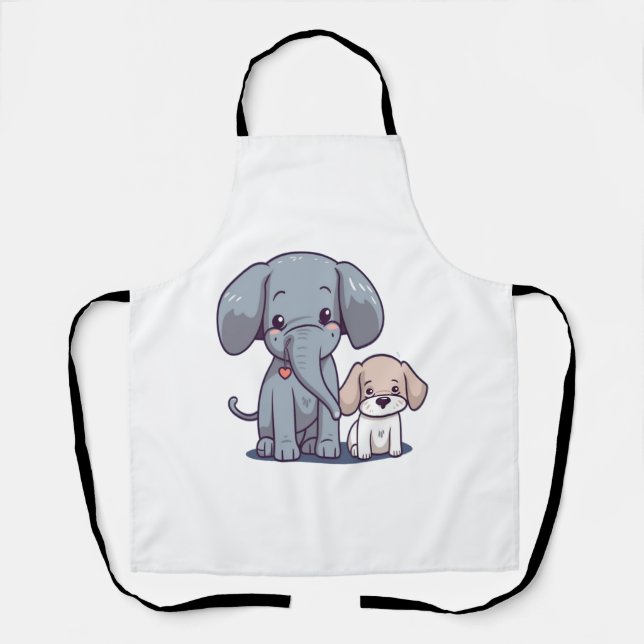Cute Elephant and dog    Apron (Front)