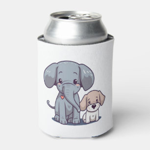 Cute Elephant and dog    Can Cooler