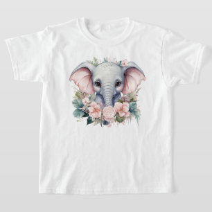 Cute Elephant and Flowers T-Shirt