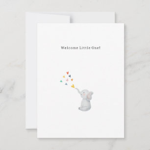 Cute Elephant And Hearts Welcome New Baby Card