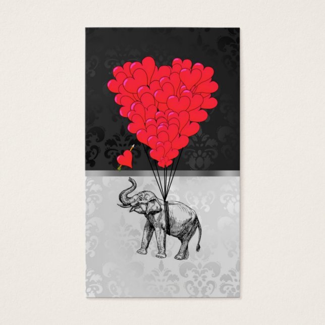 Cute elephant and love heart on grey (Front)
