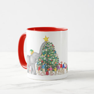 Cute elephant and meerkats Christmas mug