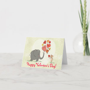 cute elephant and mouse valentine love vector II Holiday Card