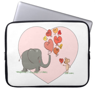 cute elephant and mouse valentine love vector laptop sleeve