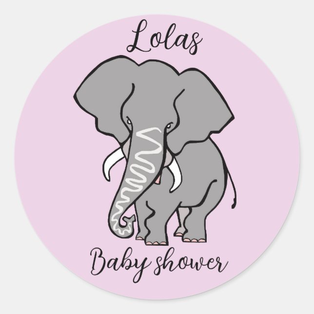 Cute ELEPHANT - Animal - Baby shower - Personalise Classic Round Sticker (Front)