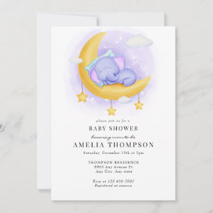 Cute Elephant Animals Baby Shower Invitation