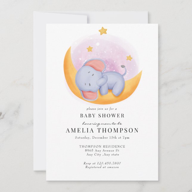 Cute Elephant | Animals Baby Shower Invitation (Front)