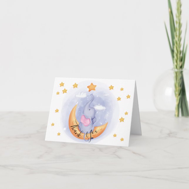 Cute Elephant | Animals Baby Shower Thank You Card (Front)