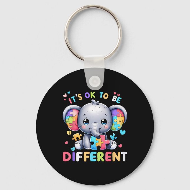 Cute Elephant Autism Awareness Its Ok To Be Differ Key Ring (Front)