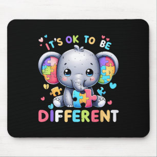 Cute Elephant Autism Awareness Its Ok To Be Differ Mouse Mat