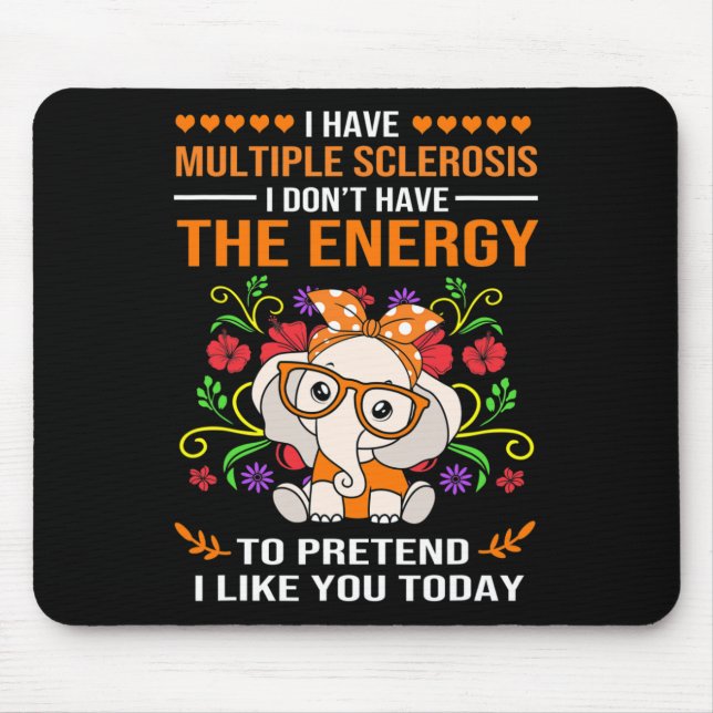 Cute Elephant Awareness Multiple Sclerosis Warrior Mouse Mat (Front)