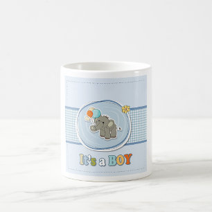 Cute Elephant Baby Boy Announcement  Coffee Mug