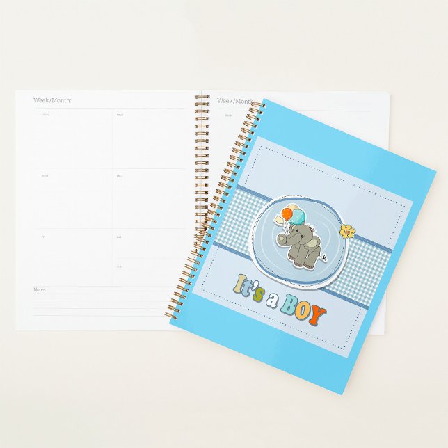Cute Elephant Baby Boy Announcement  Planner (Creator Uploaded)