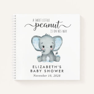 Cute Elephant Baby Boy Shower Guest Book