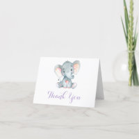 Cute Elephant Baby Girl Purple and Grey