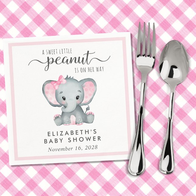 Cute Elephant Baby Girl Shower Napkin (Creator Uploaded)