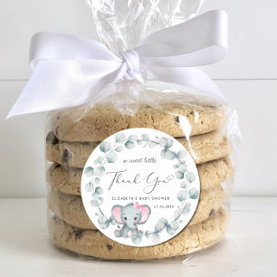 Cute Elephant Baby Girl Shower Thank You Classic Round Sticker