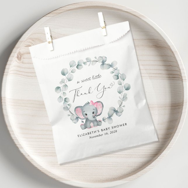 Cute Elephant Baby Girl Shower Thank You Favour Bags (Creator Uploaded)