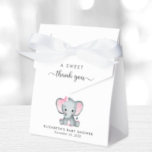 Cute Elephant Baby Girl Shower Thank You Favour Box