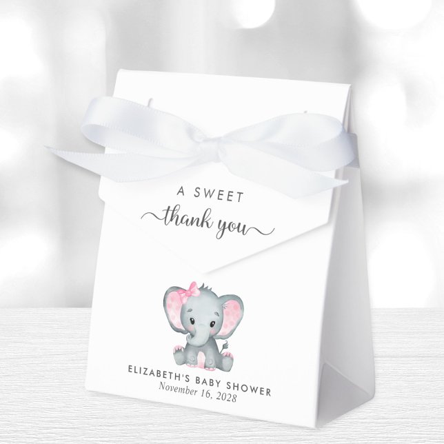 Cute Elephant Baby Girl Shower Thank You Favour Box (Creator Uploaded)