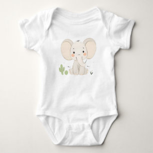 Cute Elephant Baby Jersey Bodysuit 