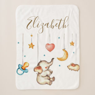 Cute Elephant baby Sherpa Blanket