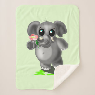 Cute Elephant Baby Sherpa Blanket - Choose Colour