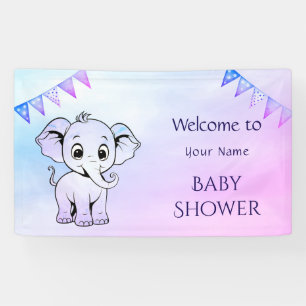Cute Elephant Baby Shower Banner