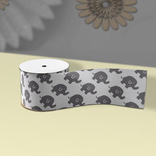 Cute Elephant Baby Shower Gift Ribbon Grosgrain Ribbon