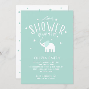 Cute Elephant Baby Shower Invitation