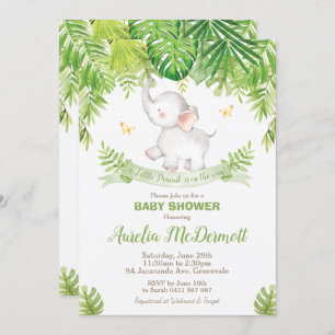 Cute Elephant Baby Shower Jungle Animals Boy Invitation