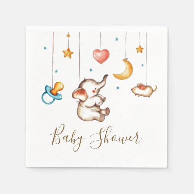 Cute Elephant baby shower  Napkins (Front)