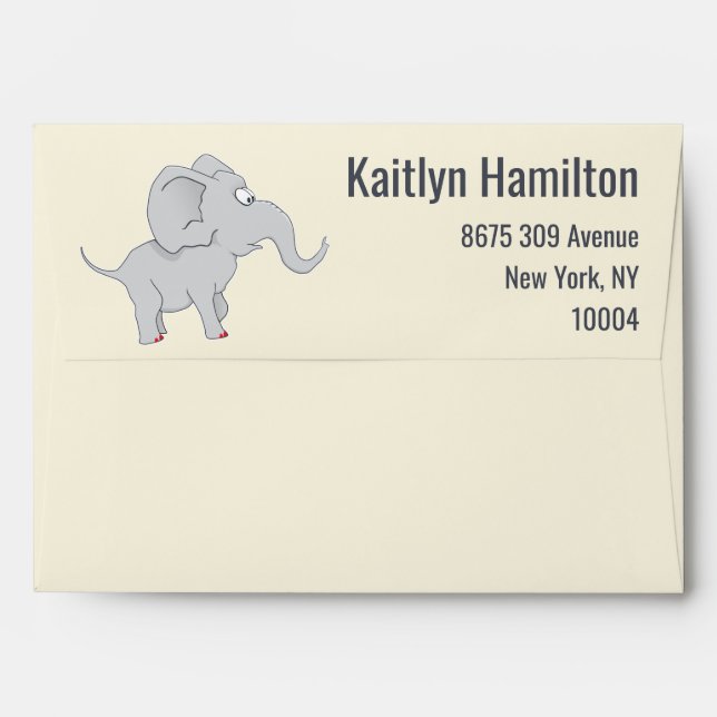 Cute Elephant Baby Shower Pachyderm Envelopes (Back (Top Flap))