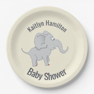 Cute Elephant Baby Shower Pachyderm Paper Plate