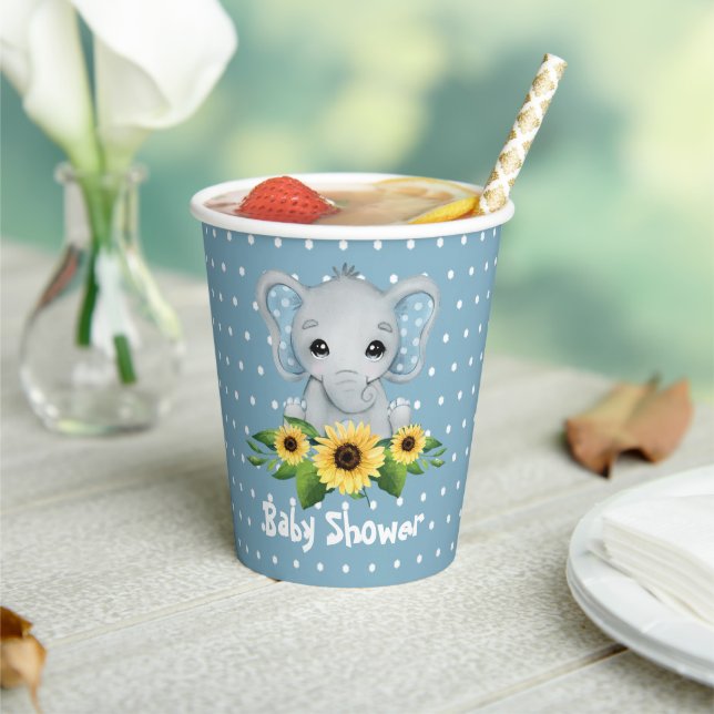 Cute Elephant Baby Shower Paper Cups (Insitu)
