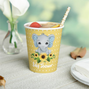 Cute Elephant Baby Shower Paper Cups