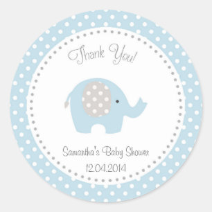 Cute Elephant Baby Shower Sticker Blue