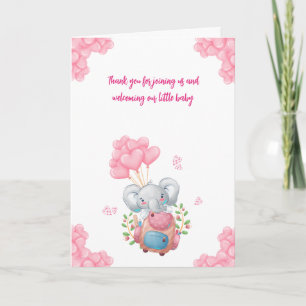 Cute Elephant Baby Shower Thank You Card