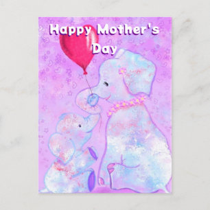 Cute Elephant Baby with Mum Mother's Day Card